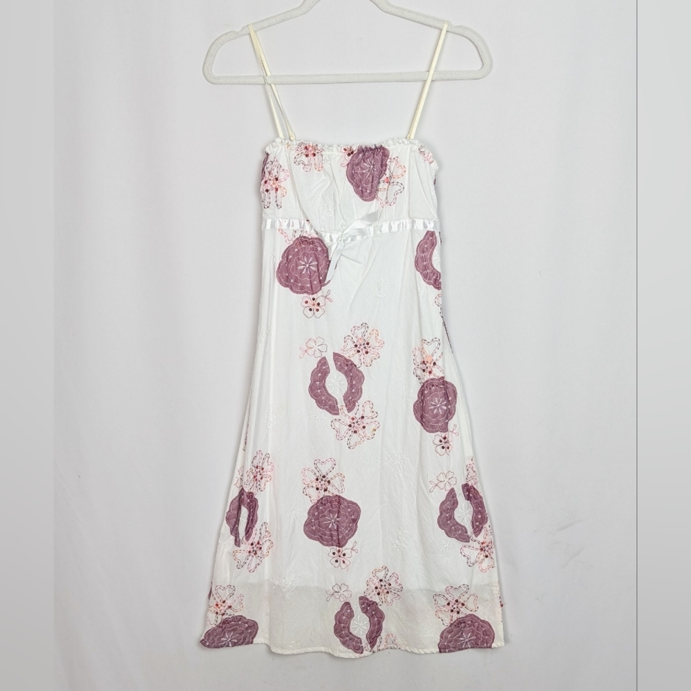Vintage Y2K 90s Shadow sz. L Floral Sequin 70s Fairy Babydoll Dress Cottagecore